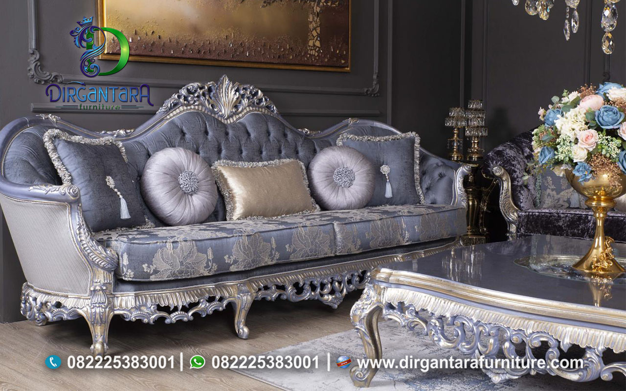 Sofa Set Klasik Mewah Abu Terbaik ST-14, Dirgantara Furniture