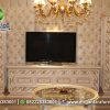 New Style Backdrop TV Luxury Cream Gold BTV-106, Dirgantara Furniture