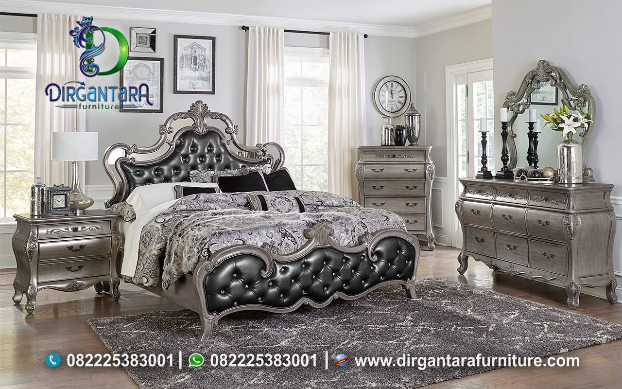 Brigette Set Kamar Tidur Tradisional Abu-abu Perak Silver KS-53, Dirgantara Furniture