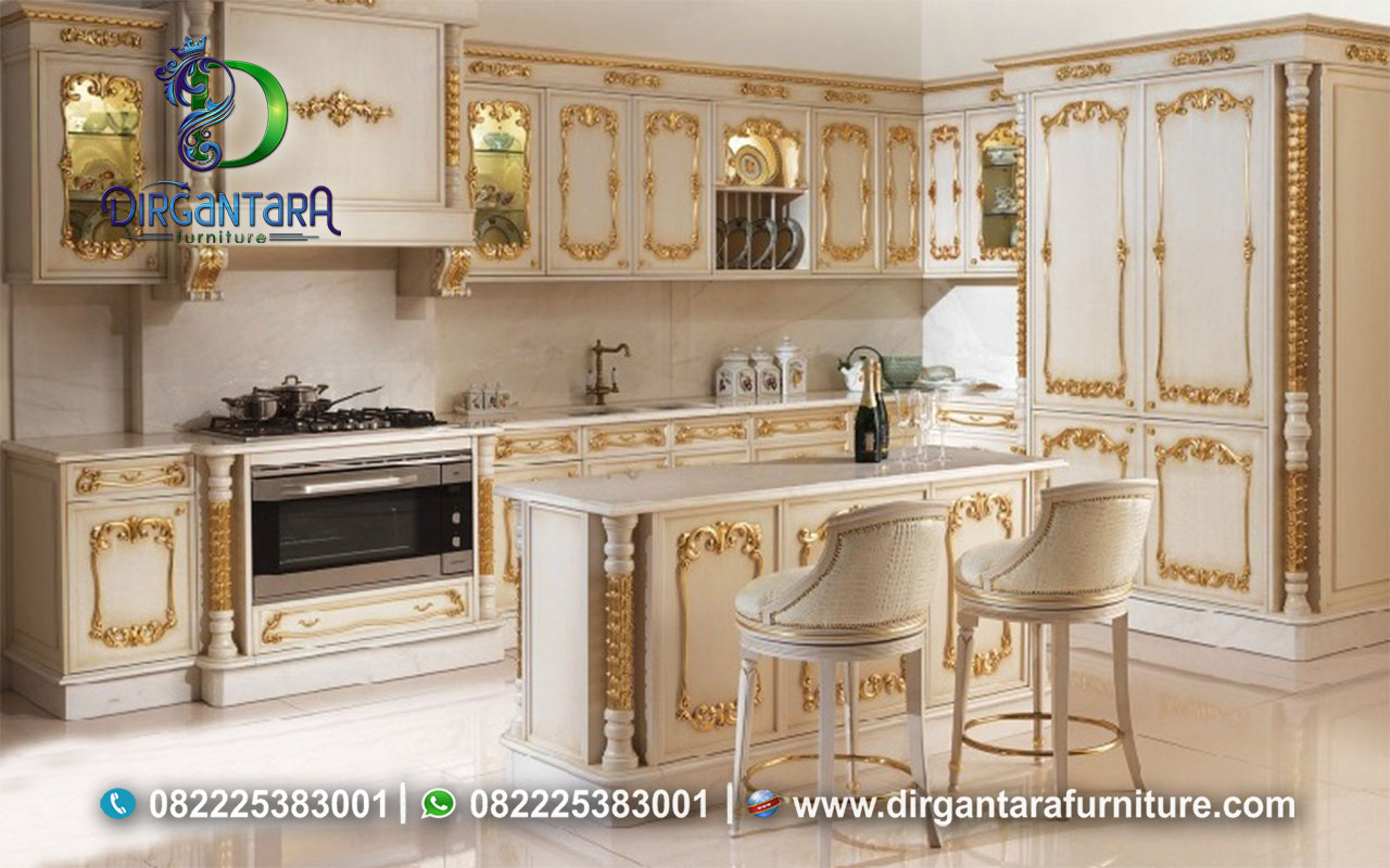 Desain Kitchen Set Luxury Klasik Ukir Mewah DKS-14, Dirgantara Furniture
