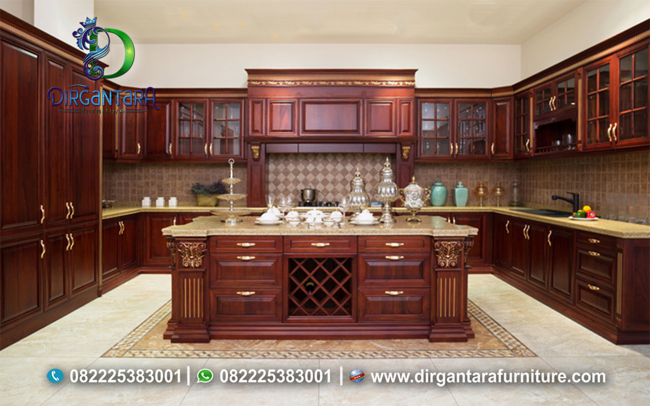 Kitchen Set Jati Model Klasik Natural Mewah DKS-15, Dirgantara Furniture